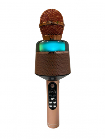 Sisteme Audio si Boxe Portabile - Microfon Karaoke Q008 cu lumina LED colorata, culoare roz