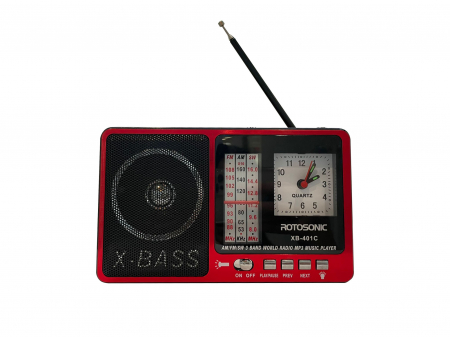 Ceasuri Digitale si Radio - Radio cu ceas si lanterna, rosu, model XB - 401C