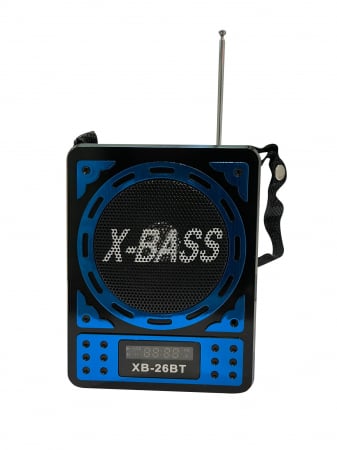 Ceasuri Digitale si Radio - Radio Rotosonic X-Bass, wireless, mini display, model XB-26BT, albastru