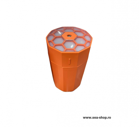 Toate Produsele - Umidificator aer si Difuzor AromaTerapie H2O, 250ml, joc de lumini colorate, portocaliu