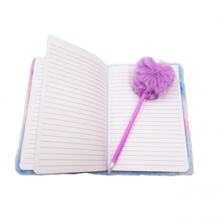 Agenda pufoasă cu pix pompon și unicorn squishy mic, 22 cm [3]