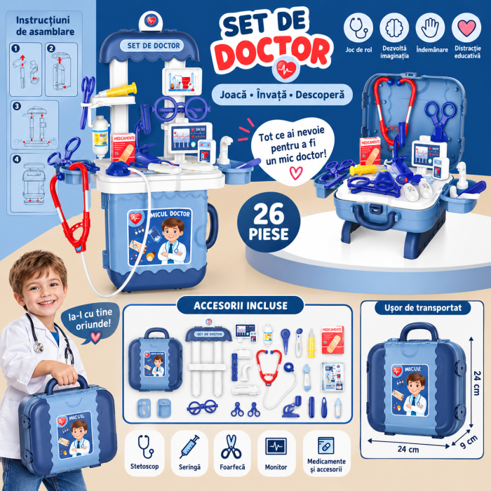 Set de doctor pentru copii 3 in 1 26 piese [9]