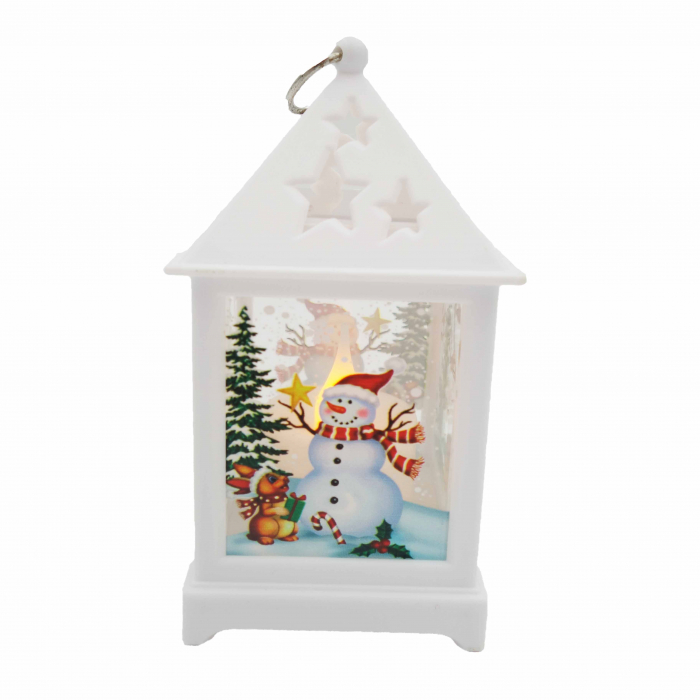 Felinar decorativ cu om de zapada si lumanare in interior, 12 cm [1]