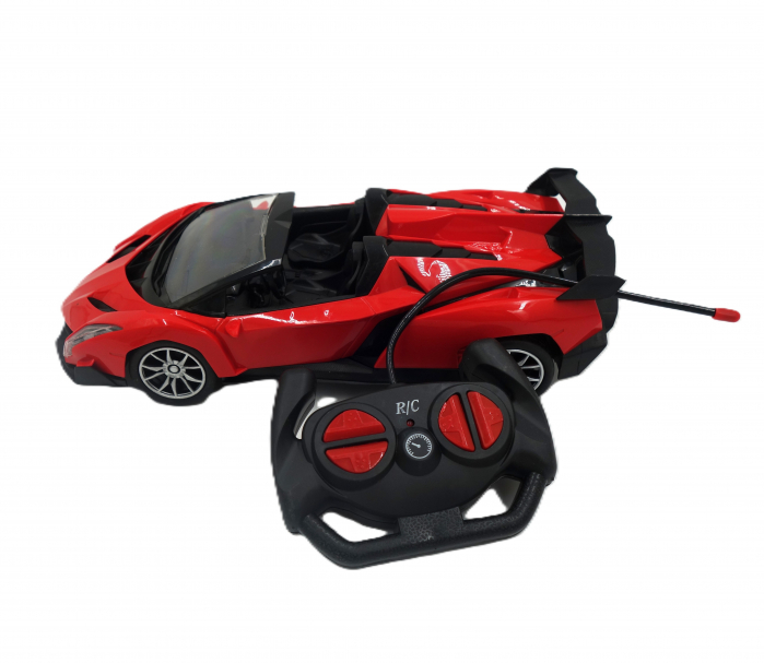 Mașinuță sport, 27 cm, roșu cu negru, decapotabilă, cu telecomandă și luminite [2]