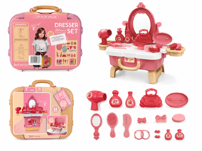 Set masă de înfrumusețare pentru fetițe 3 în 1 cu 24 accesorii [6]
