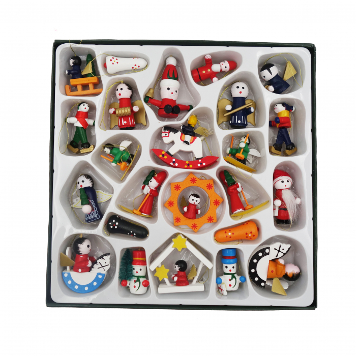 Set 24 bucati figurine din lemn pentru brad [1]