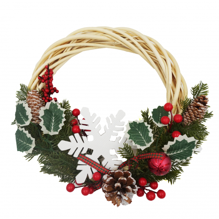 Coronita impletita, decorata cu conuri, merisoare si fulg, 30 cm [1]