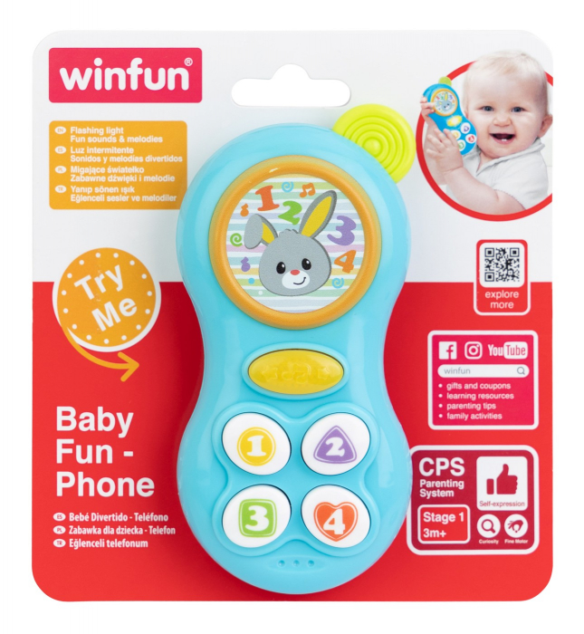 Telefon colorat cu lumina intermitentă, sunete și melodii, pentru bebeluși, 3 luni+ [1]