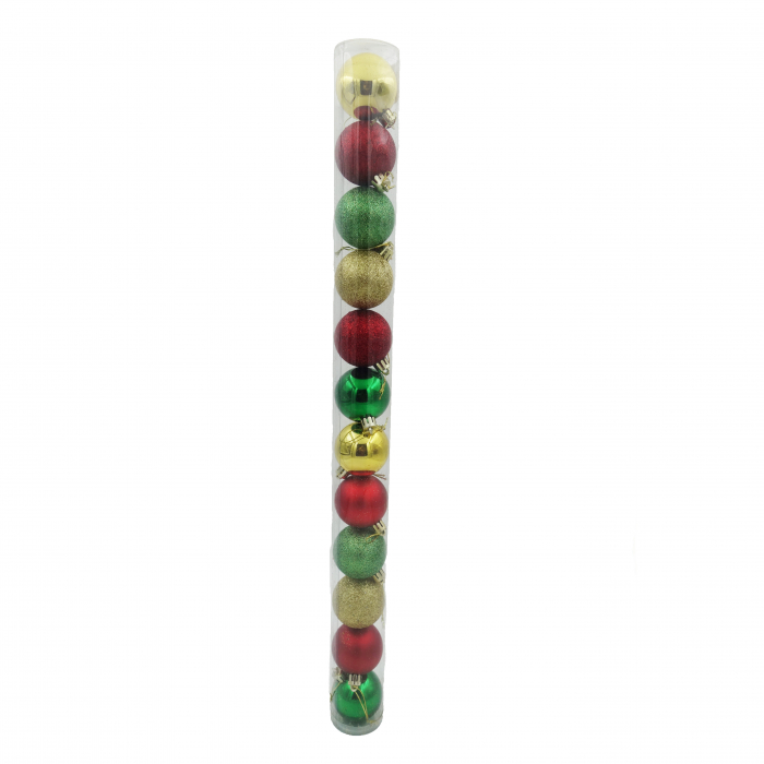Set 12 globuri colorate, rosu, verde, auriu, 5 cm [1]