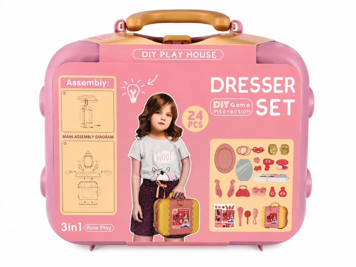 Set masă de înfrumusețare pentru fetițe 3 în 1 cu 24 accesorii [4]