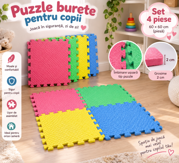 Puzzle Burete pentru Copii, 4 Piese, 60 × 60 cm [5]