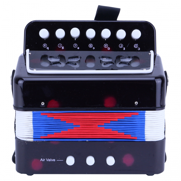 Acordeon de jucărie, 17x17 cm, cu 7 butoane muzicale și sunet realist , negru [2]