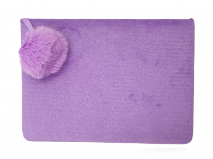 Agenda cu blăniță pufoasă, sclipici și model unicorn, mov, 20 cm - [2]