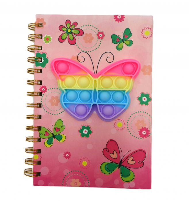 Agenda cu spirala și model pop-it fluture, colorata, 20 cm [1]