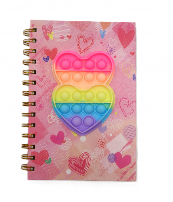 Agenda cu spirala și model pop-it 2 inimioare, colorata, 20 cm [2]
