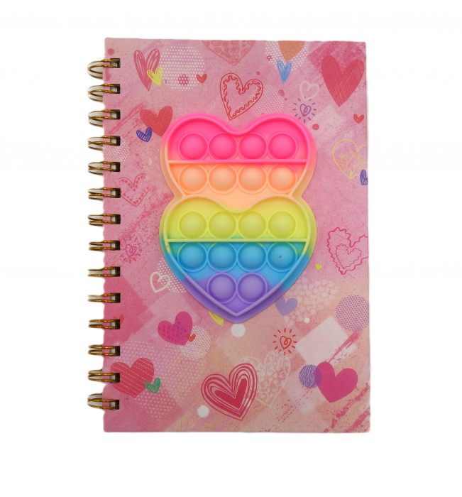 Agenda cu spirala și model pop-it 2 inimioare, colorata, 20 cm [1]