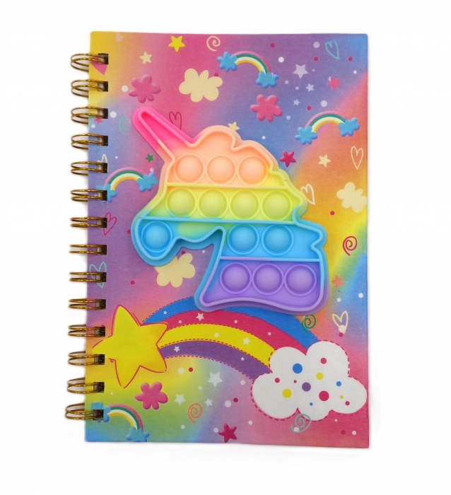 Agenda cu spirala și model pop-it unicorn, colorata, 20 cm  [1]