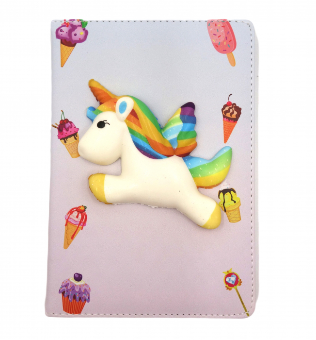 Agenda cu squishy unicorn și desene de înghețate, 22 cm [2]
