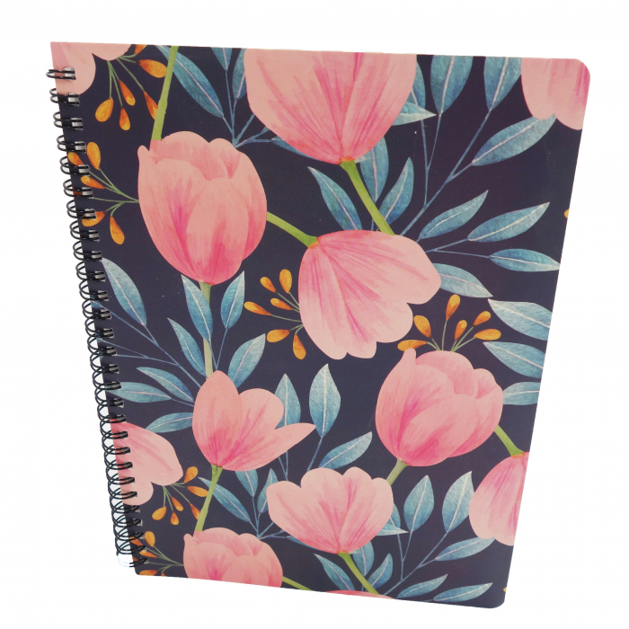 Agenda model floral pictat, A5, negru/roz [1]
