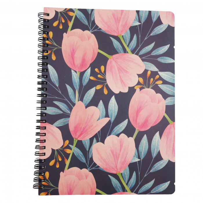 Agenda model floral pictat, A5, negru/roz [2]