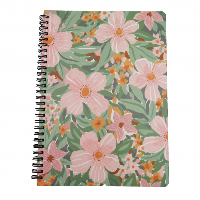 Agenda model floral pictat, A5, roz/verde [2]