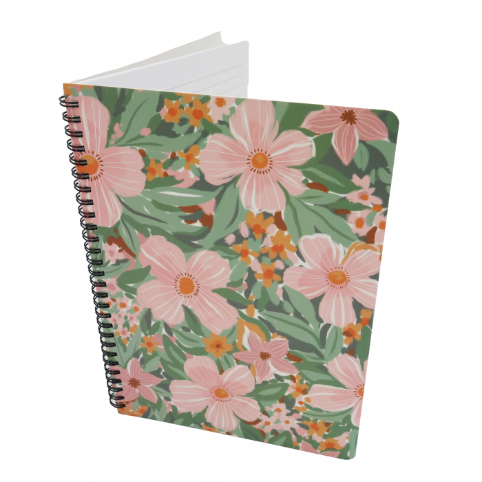 Agenda model floral pictat, A5, roz/verde [1]