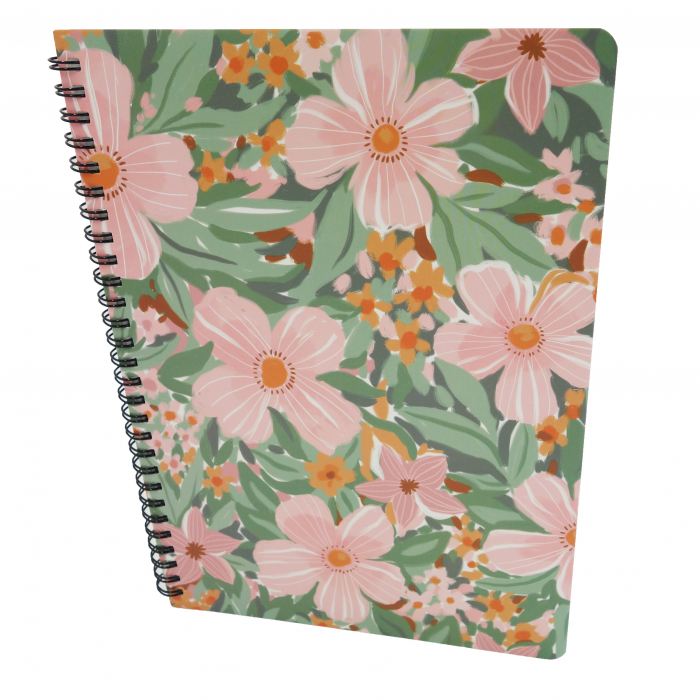 Agenda model floral pictat, A5, roz/verde [3]