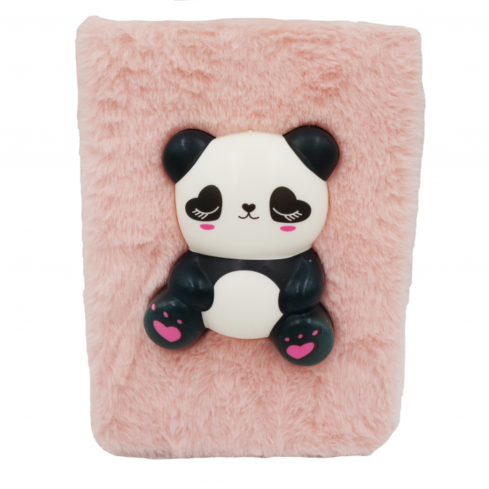 Agenda pufoasă cu blăniță și squishy panda, crem, 22 cm [2]