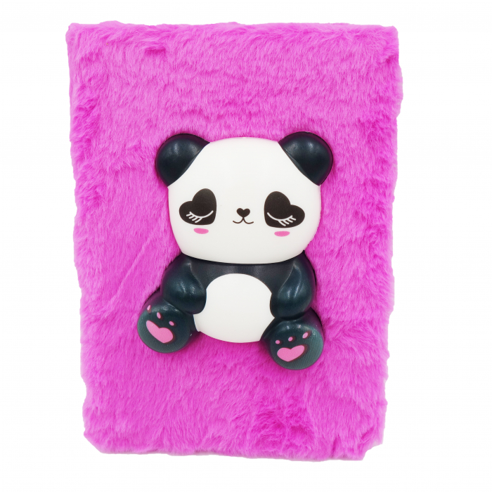 Agenda pufoasă cu blăniță și squishy panda, roz, 22 cm [2]