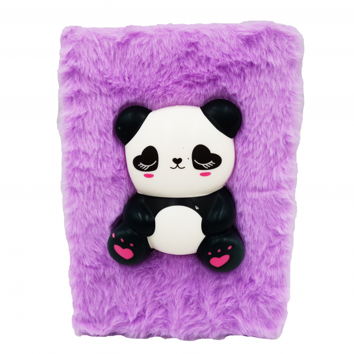 Agenda pufoasă cu blăniță și squishy panda, mov, 22 cm [2]