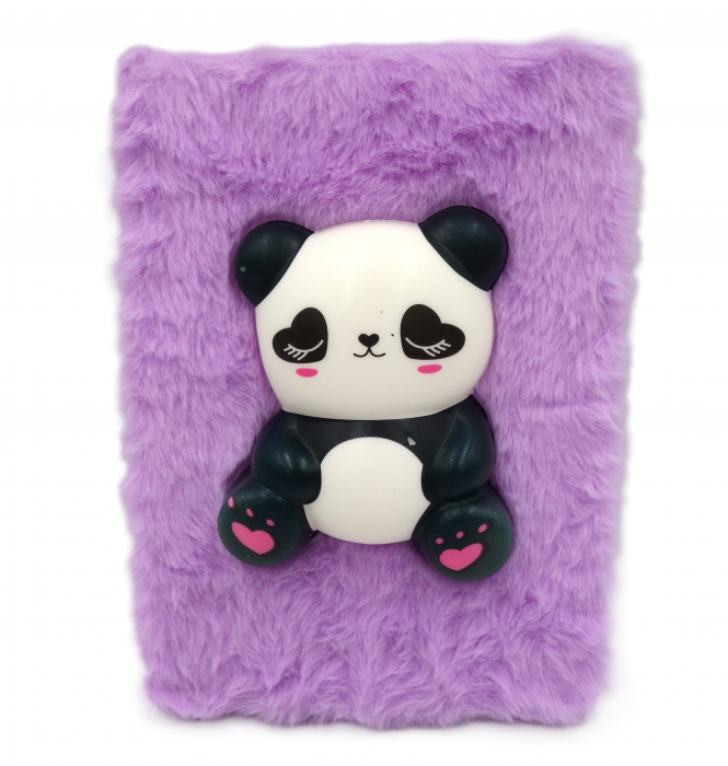 Agenda pufoasă cu blăniță și squishy panda, mov, 22 cm [1]