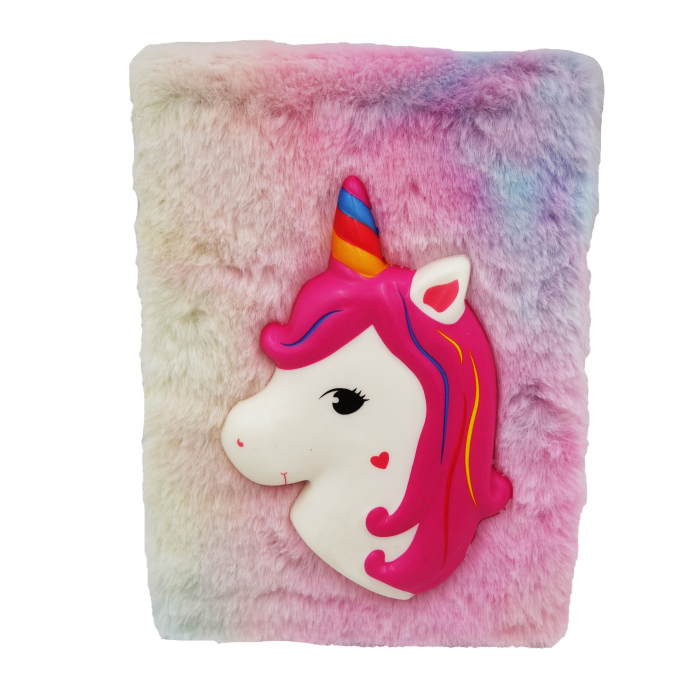 Agenda pufoasă cu pix pompon și unicorn squishy mare, 22 cm [2]