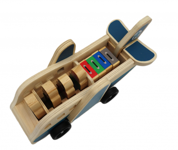 Avionaș de lemn cu figurine, detalii realiste, 25 cm [6]