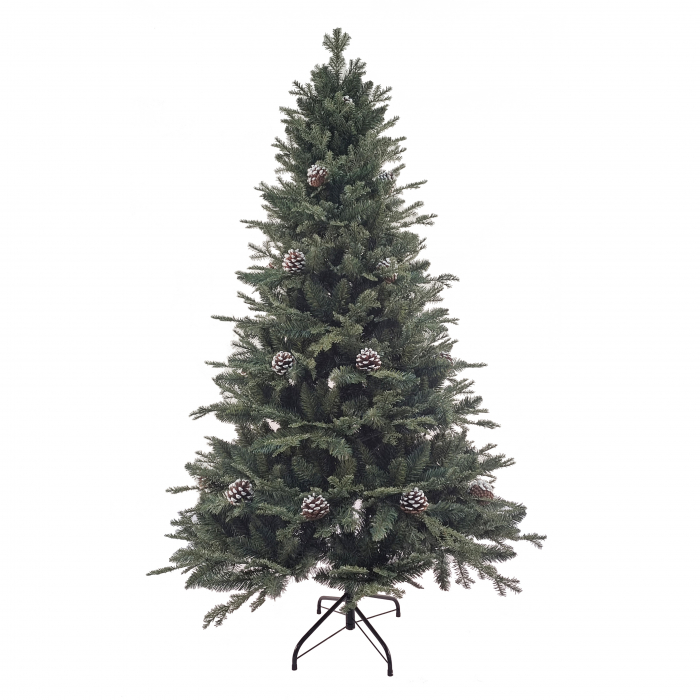Brad artificial verde, accesorizat cu conuri, 210 cm [1]