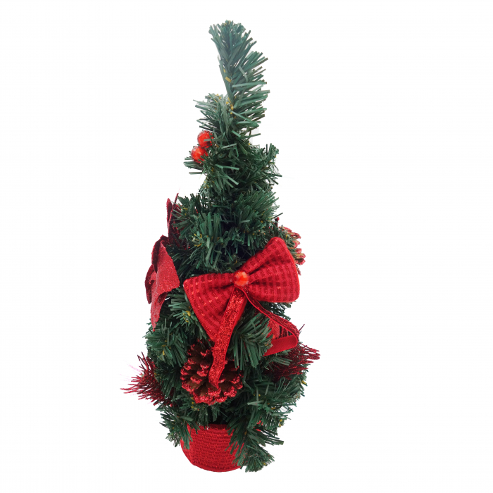 Brad decorativ cu craciunita, rosu, 40 cm [5]