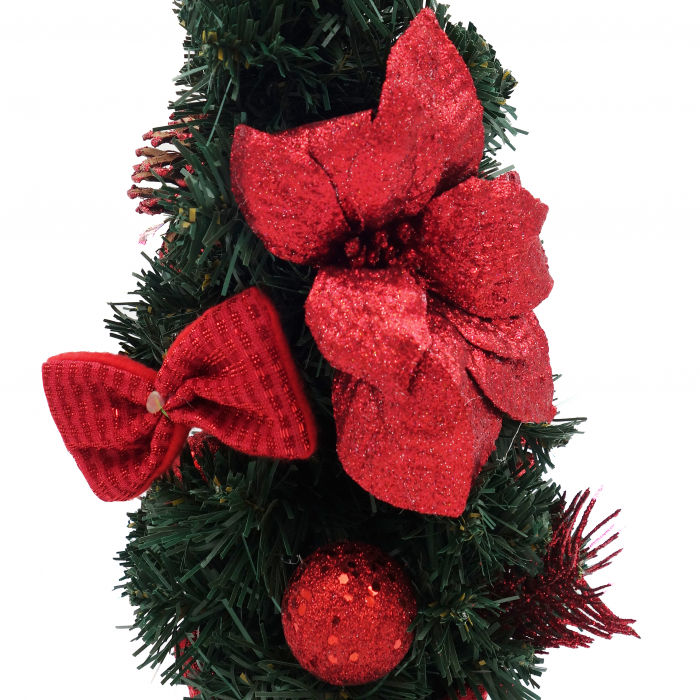 Brad decorativ cu craciunita, rosu, 40 cm [2]