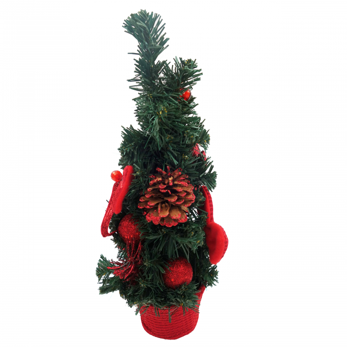 Brad decorativ cu craciunita, rosu, 40 cm [6]