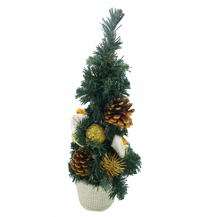 Brad decorativ cu craciunita, auriu, 40 cm [4]