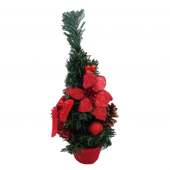 Brad decorativ cu craciunita, rosu, 30 cm [1]