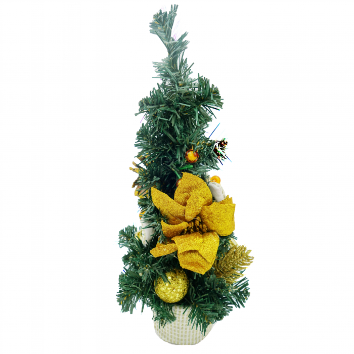 Brad decorativ cu craciunita, auriu, 40 cm [2]