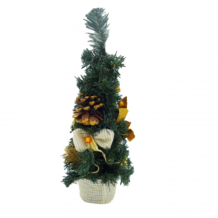 Brad decorativ cu craciunita, auriu, 40 cm [3]
