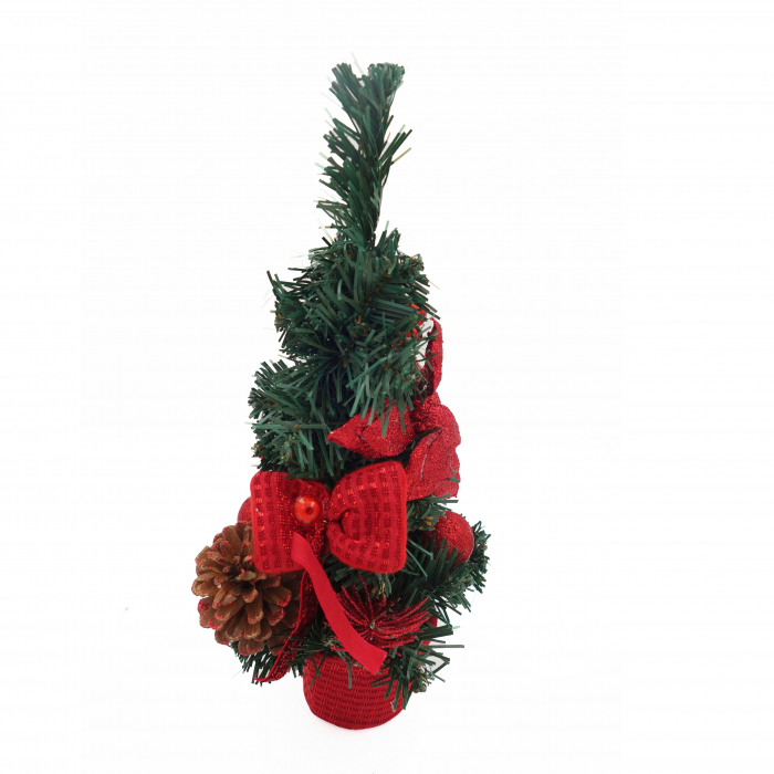 Brad decorativ cu craciunita, rosu, 30 cm [4]