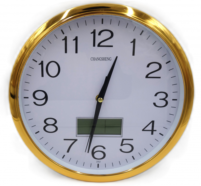 Ceas de perete modern cu cifre arabe și ceas digital, rama aurie, 30 cm [2]