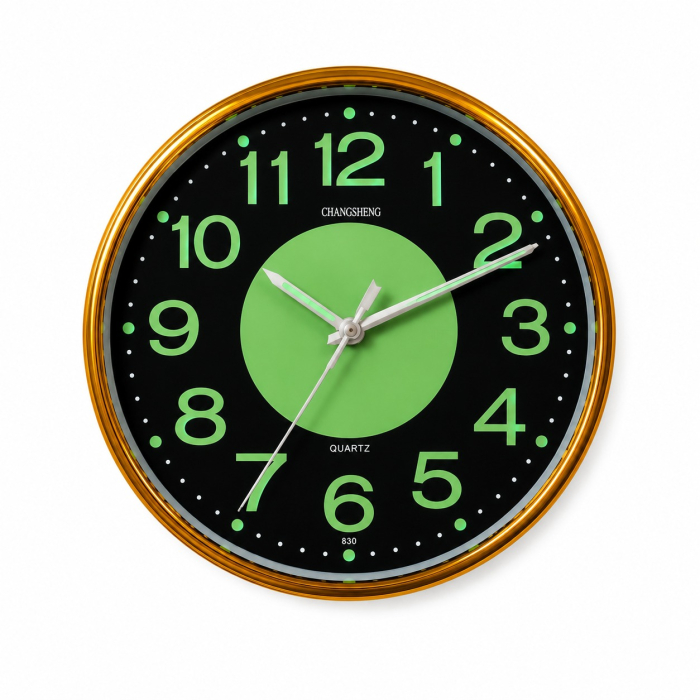 Ceas de Perete Modern și Elegant 25 cm, Mecanism Silențios, Auriu & Verde [4]