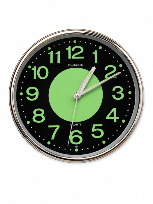 Ceas de Perete Modern și Elegant 25 cm, Mecanism Silențios, Argintiu & Verde [4]