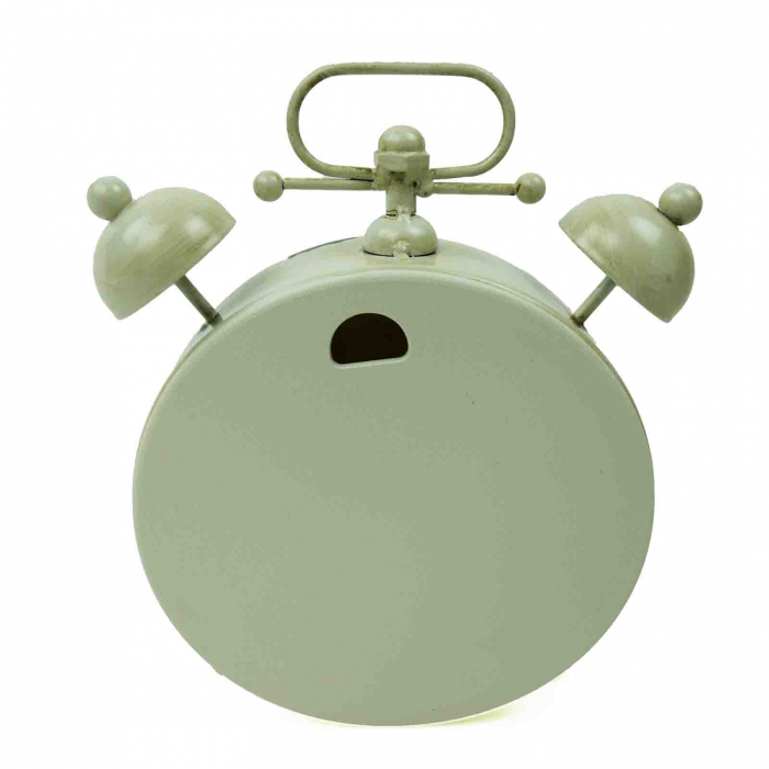 Ceas din metal, de masa, model vintage, alb-verde, 20 cm [4]