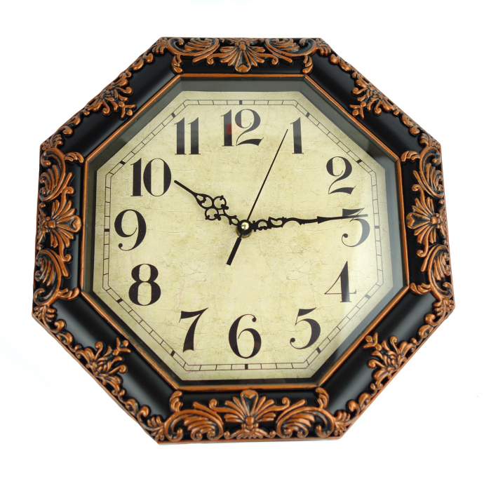 Ceas decorativ de perete, model vintage, maro/negru, 35 cm [2]