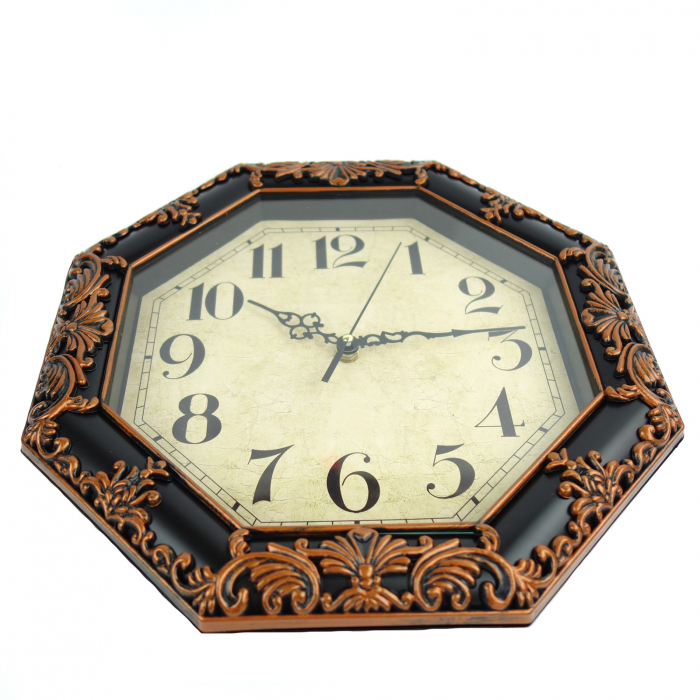 Ceas decorativ de perete, model vintage, maro/negru, 35 cm [4]