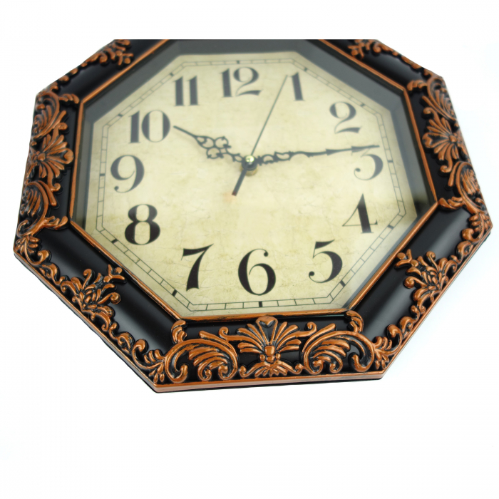 Ceas decorativ de perete, model vintage, maro/negru, 35 cm [5]