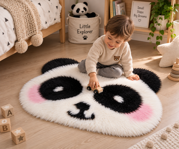 Covor Panda din blana artificiala pufos 60x90 cm [4]